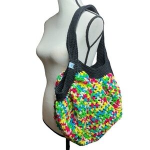 Large Crochet Mesh Market Bag Cotton and Acrylic Handcrafted Handmade Reusable